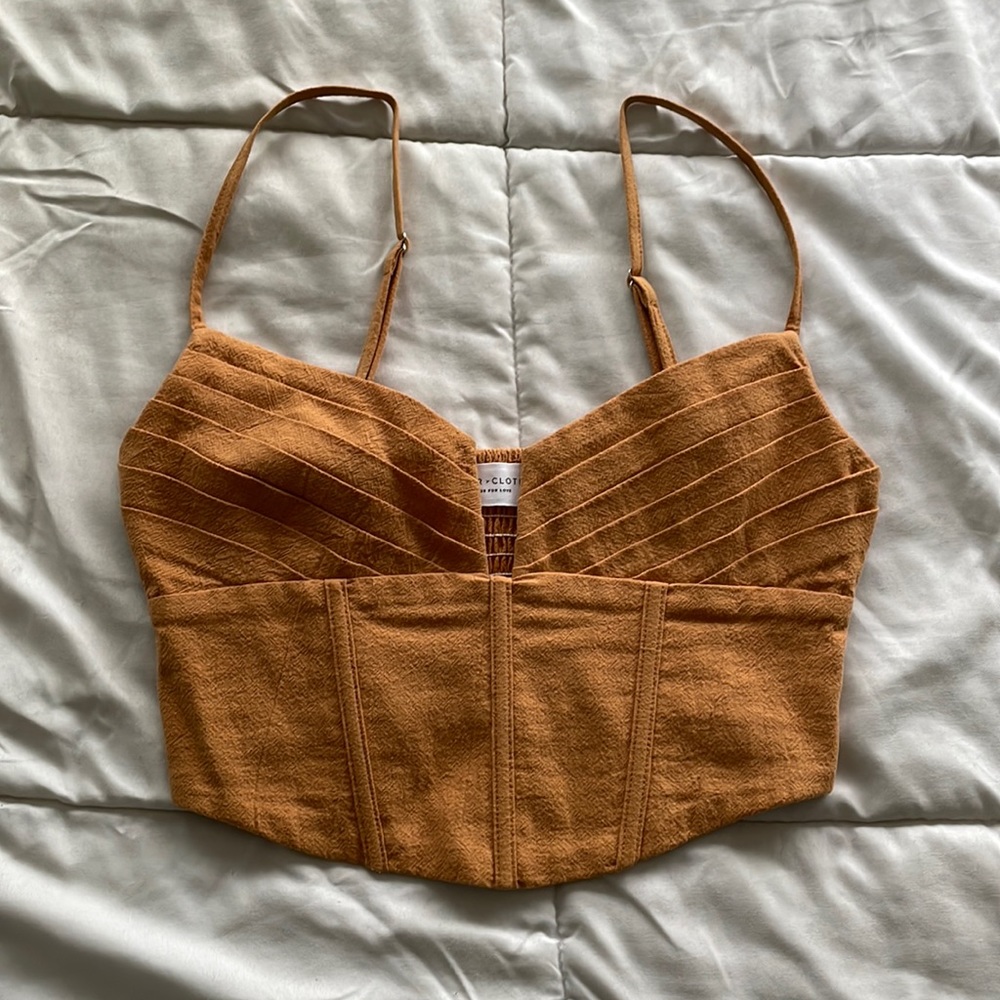 Nectar Clothing Rust Brown Textured Crop Top